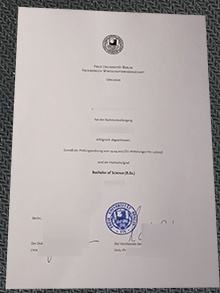 Freie Universität Berlin Urkunde, Freie Universität Berlin diploma sample