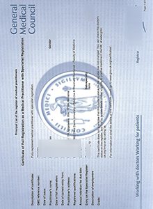 General Medical Council certificate， GMC certificate sample