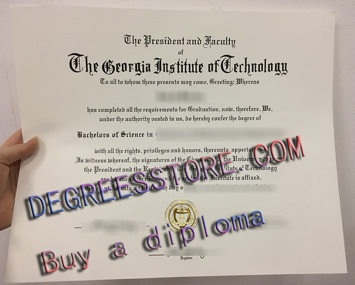 Georgia Institute of Technology degree. Georgia Tech diploma, GT degree
