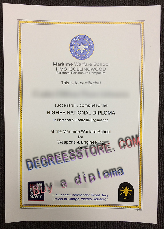 HMS Collingwood diploma
