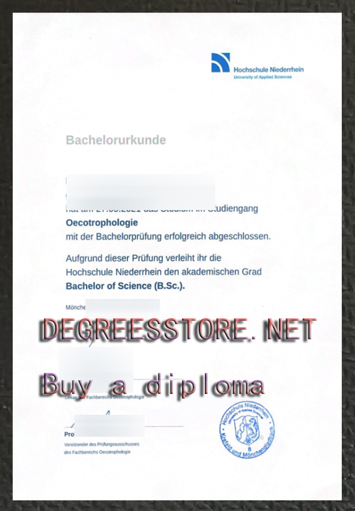 Hochschule Niederrhein Urkunde, Hochschule Niederrhein diploma