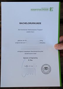 Hochschule Weihenstephan-Triesdorf urkunde sample