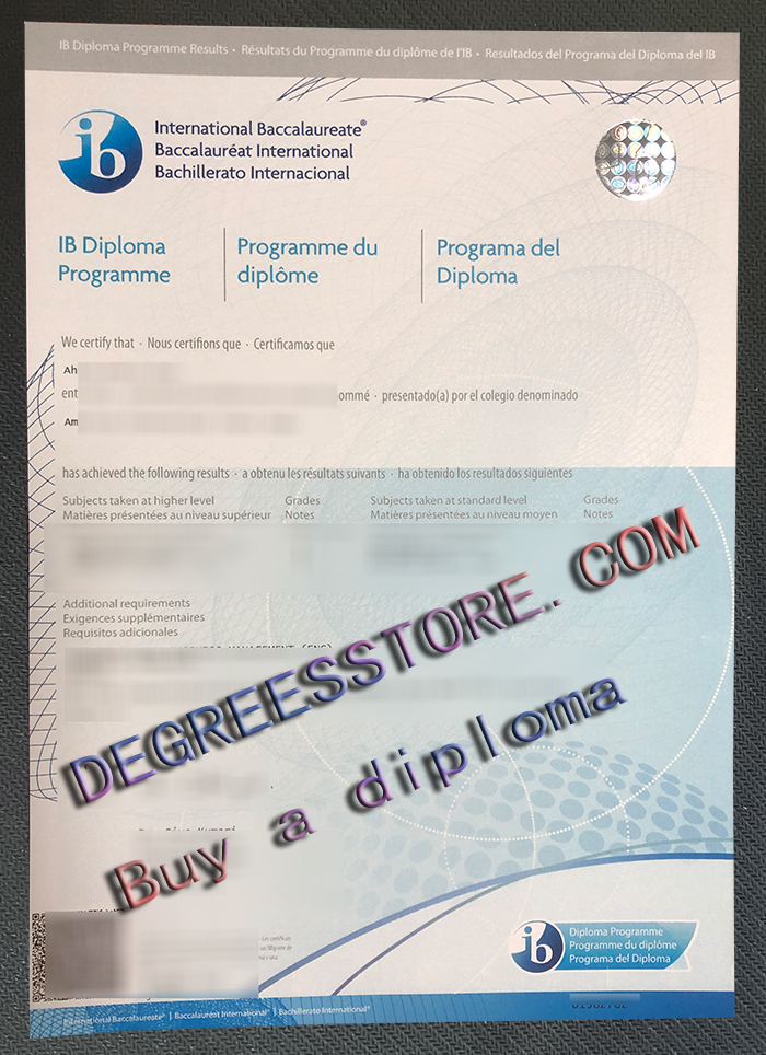 IB Diploma transcript sample 