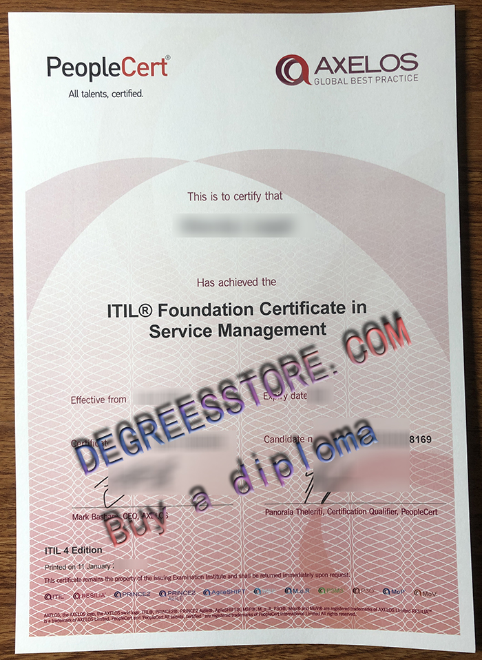 ITIL®4 Foundation certificate