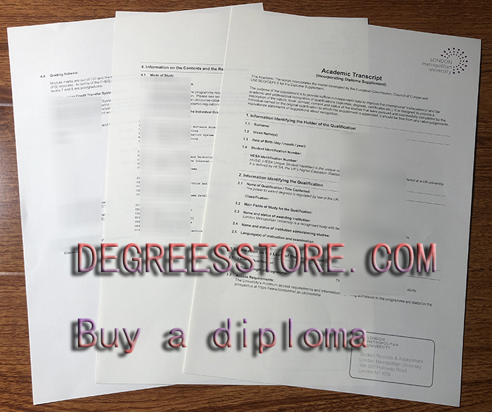 London Metropolitan University Academic Transcript