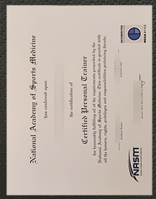 NASM Certified Personal Trainer (CPT) certificate sample