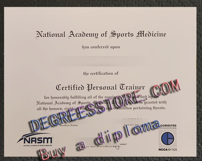 NASM Certified Personal Trainer (CPT) certificate
