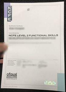 NCFE level 2 Functional Skills Qualification Certificate sample