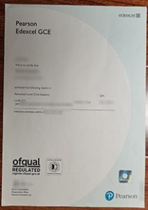 Pearson Edexcel GCE Certificate sample
