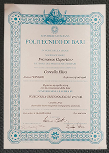 Politecnico di Bari Laurea， Politecnico di Bari diploma sample