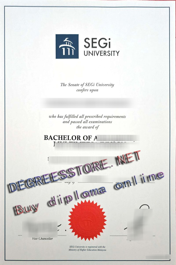 SEGi University diploma，SEGi University degree