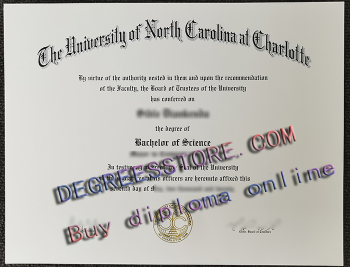 UNC Charlotte degree certificate