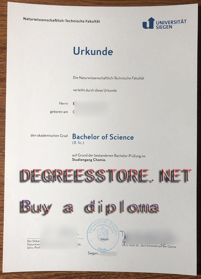 Universität Siegen Urkunde, Universität Siegen diploma Universität Siegen Urkunde, Universität Siegen diploma
