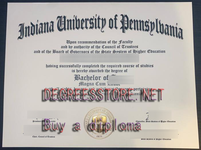 Indiana University of Pennsylvania (IUP) diploma