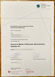 Kalaidos Fachhochschule diploma sample