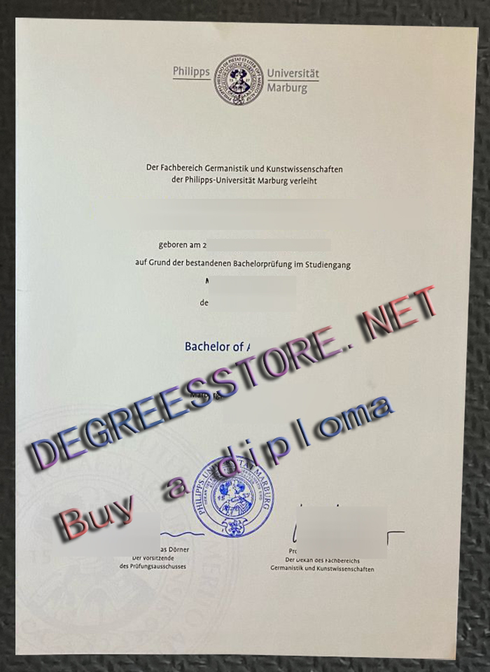 Philipps-Universität Marburg Urkunde, Marburg University diploma
