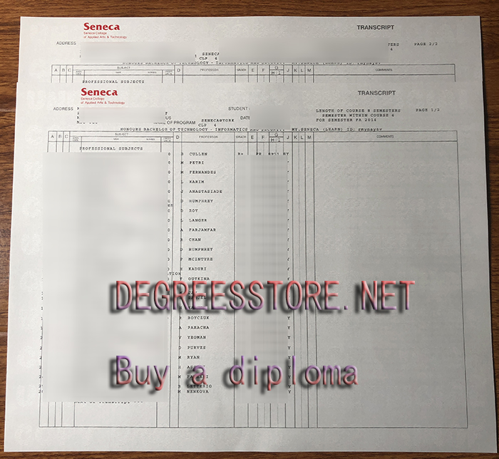 Seneca College transcript