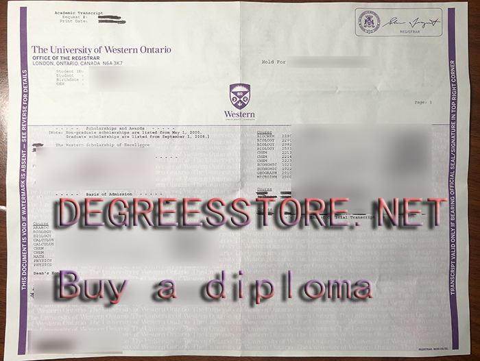 University of Western Ontario transcript