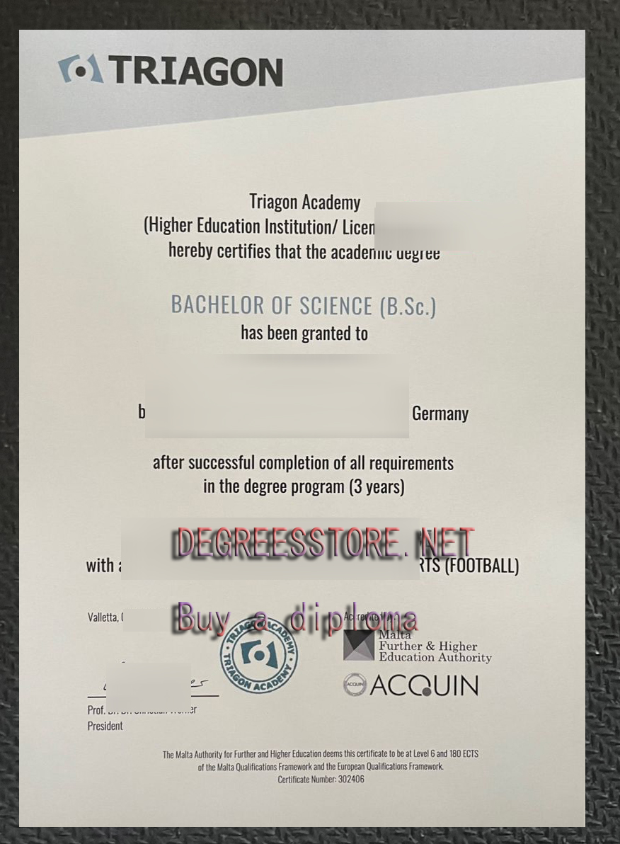 TRIAGON Urkunde sample