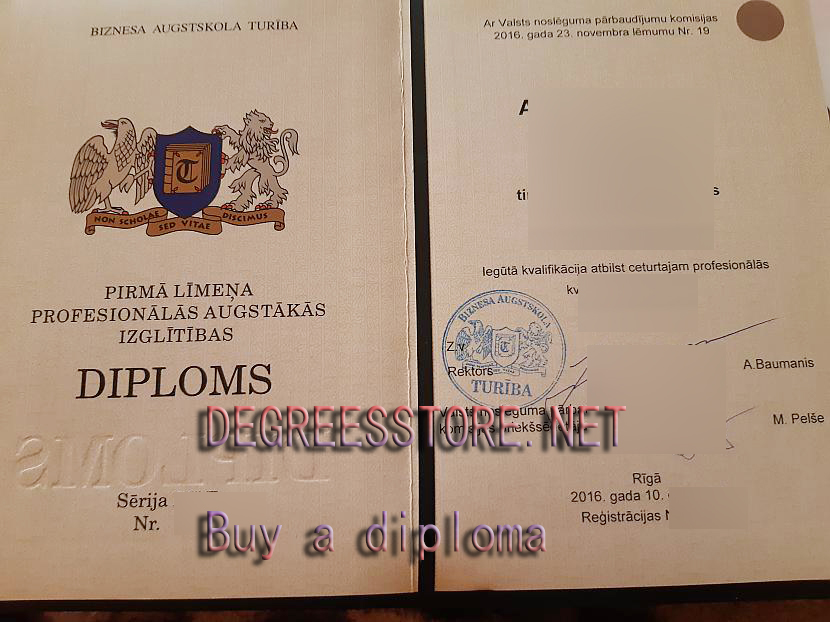 Turība University diploma