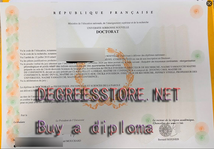 Université Sorbonne-Nouvelle diploma sample Université Sorbonne-Nouvelle diploma sample