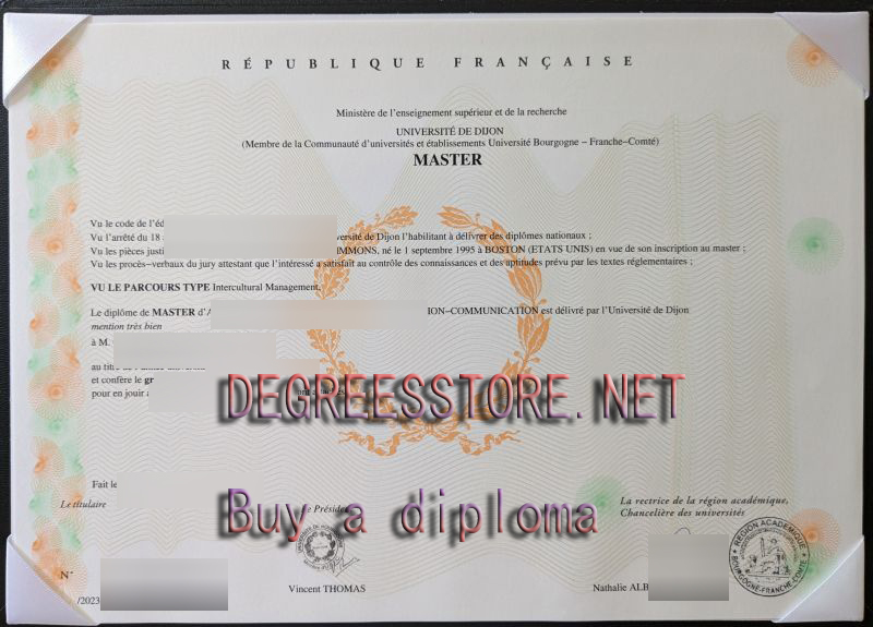 Université de Dijon diploma Université de Dijon diploma
