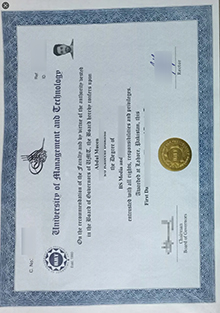 University of Management and Technology diploma sample