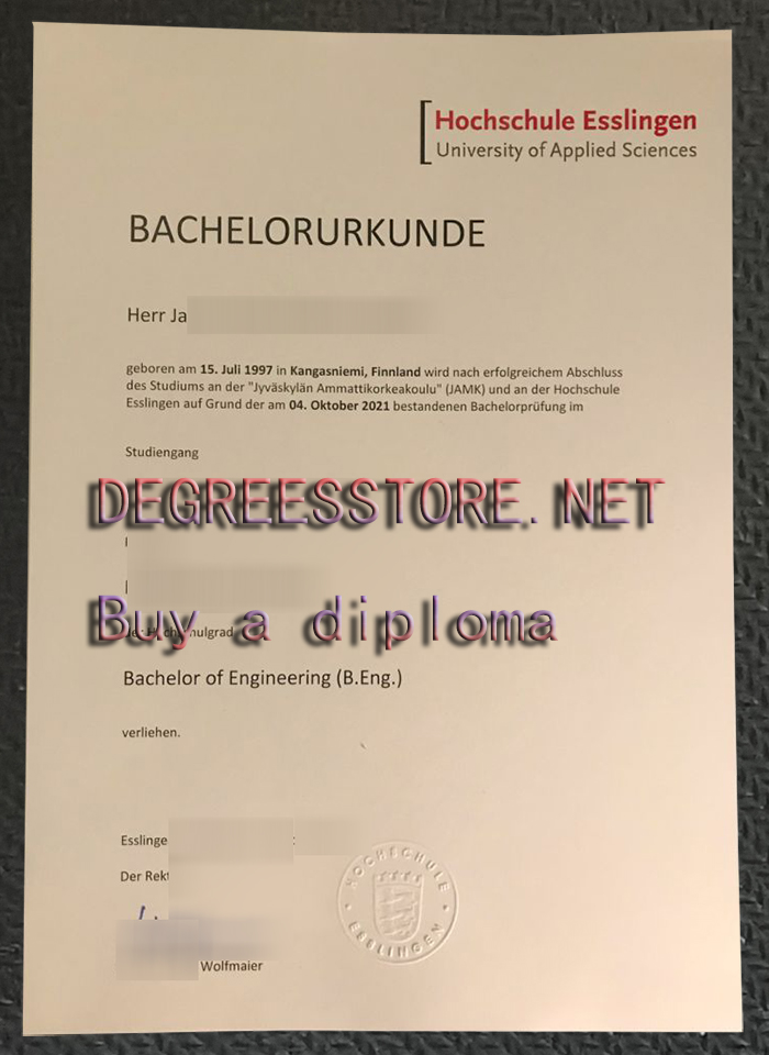 Hochschule Esslingen Urkunde Hochschule Esslingen Urkunde