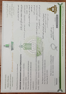 King Abdulaziz University diploma sample