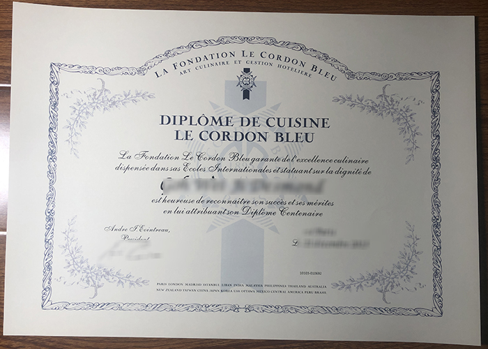Le Cordon Bleu diploma