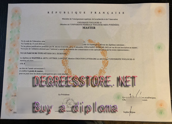 UT2 diploma, Universite Toulouse II licence in France