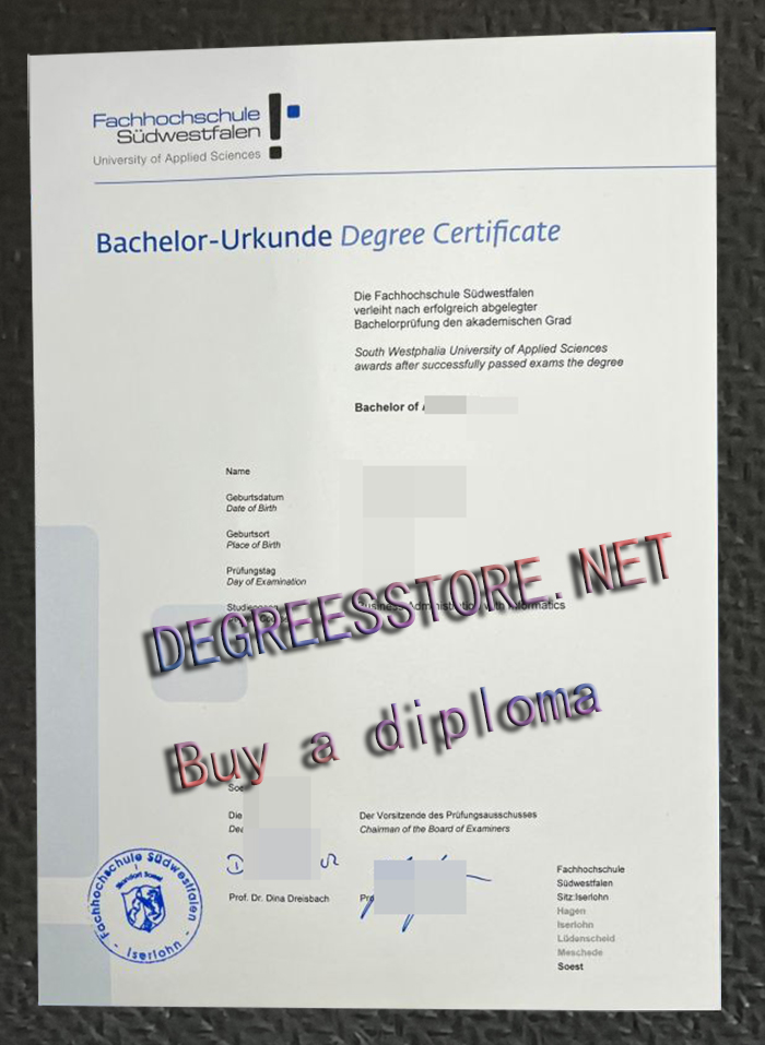 Fachhochschule Südwestfalen Urkunde Fachhochschule Südwestfalen Urkunde