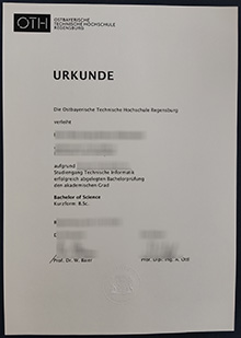 OTH Regensburg Urkunde, 雷根斯堡东巴伐利亚技术大学证书