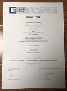 Universität Würzburg Urkunde sample