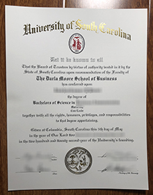 University of South Carolina degree sample