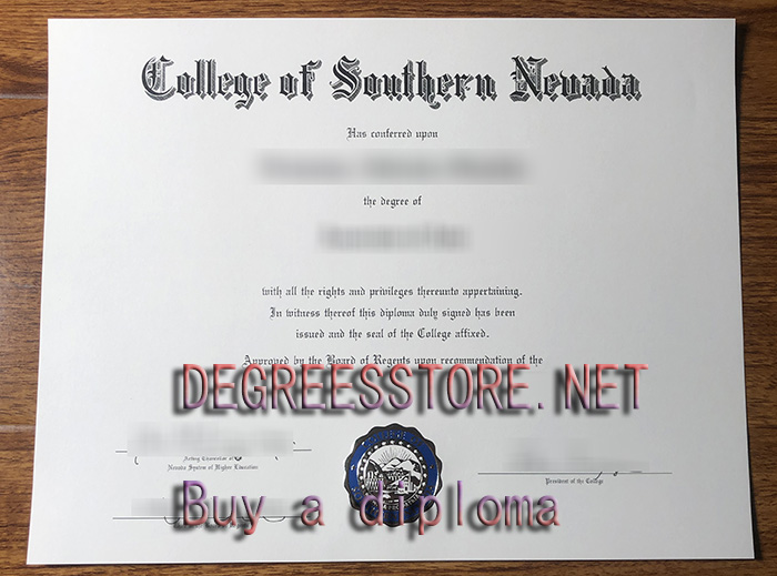 College of Southern Nevada diploma， 南内华达学院文凭证书