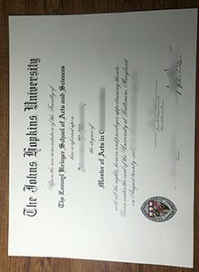 Johns Hopkins University degree certificate
