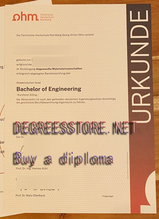 Technische Hochschule Nürnberg Urkunde， 纽伦堡工业大学学位证书
