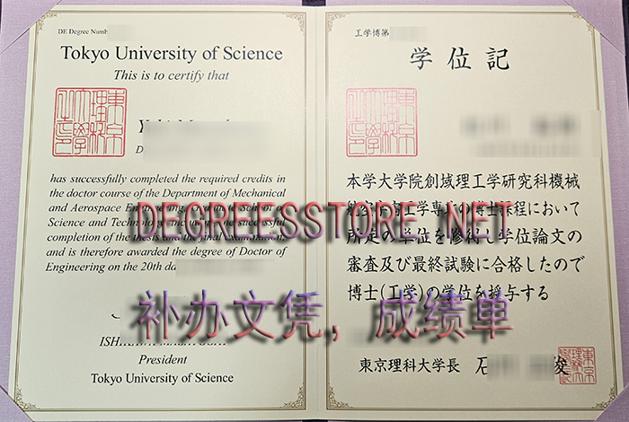 Tokyo University of Science degree, 东京理科大学学位证书