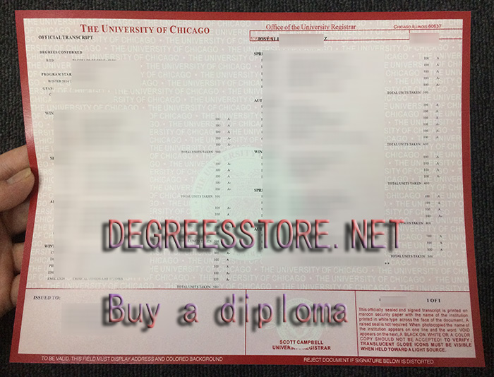 UChicago transcript,芝加哥大学成绩单