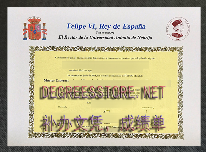 Universidad Antonio de Nebrija título，内布里哈大学文凭