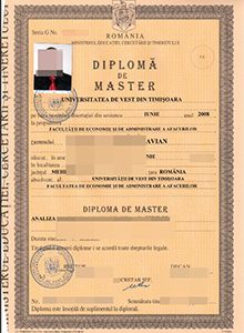 Universitatea de Vest din Timişoara diploma sample