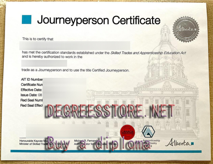 阿尔伯塔省技工证书，Alberta Journeyperson certificate